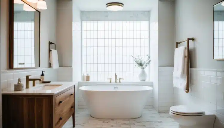 Como decorar um banheiro branco com madeira?