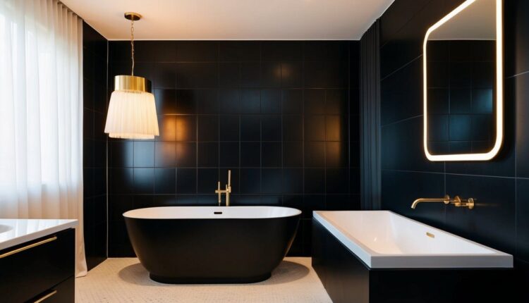 Como decorar um banheiro todo preto sem deixá-lo sombrio?