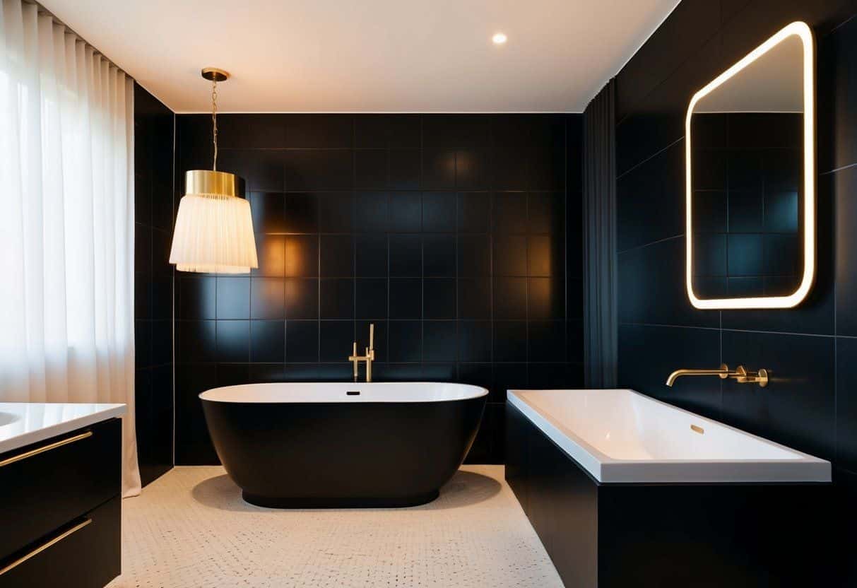 Como decorar um banheiro todo preto sem deixá-lo sombrio?