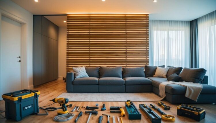 Como instalar um painel ripado na sala de estar?
