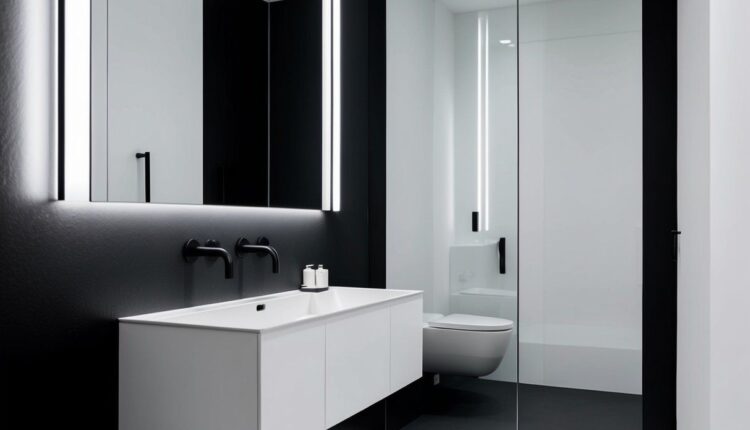 Como decorar um banheiro branco com detalhes em preto?